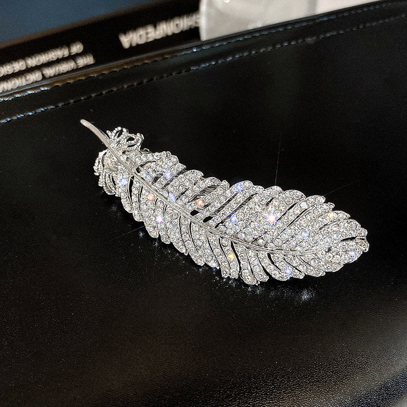 Diamond Feather Barrette