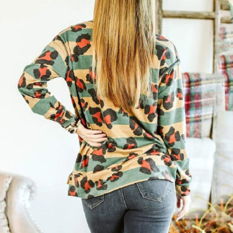 Paneled Striped Print T-shirt