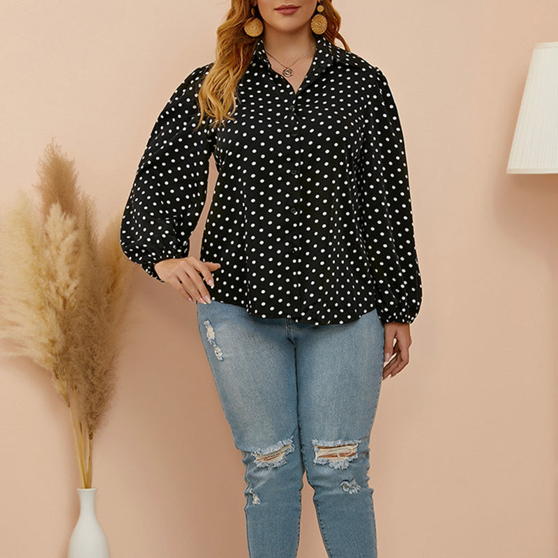 Balloon Sleeve Polka Dot Shirt