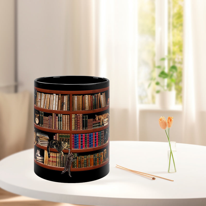 Bookshelf Mug with Cat