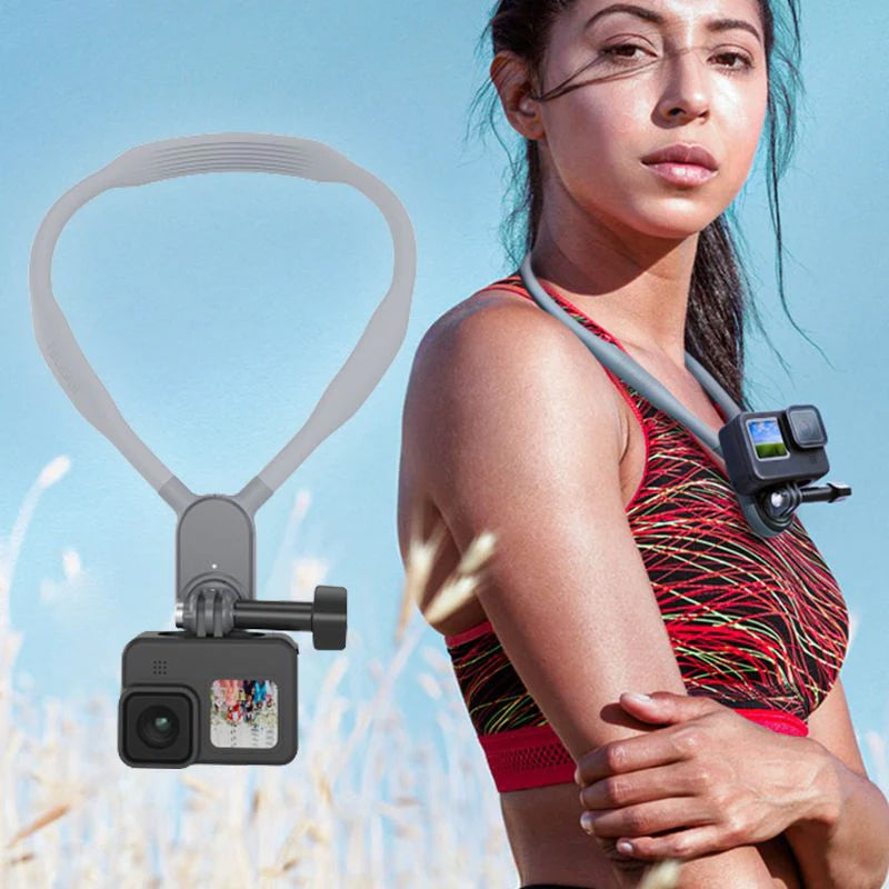 U-shaped neck mount for sports cameras