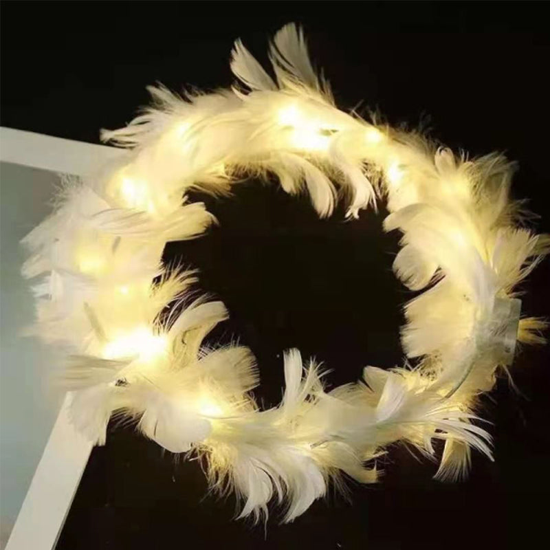 Girls Sweet LED Light Up Glowing Feather Crown