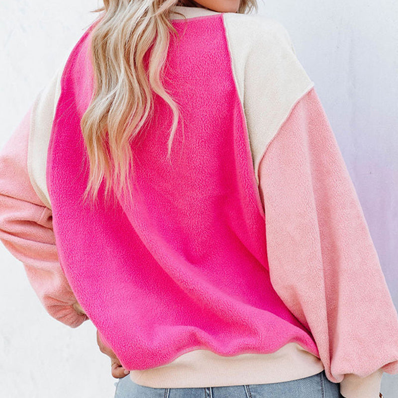 Plush Contrast Pullover Top