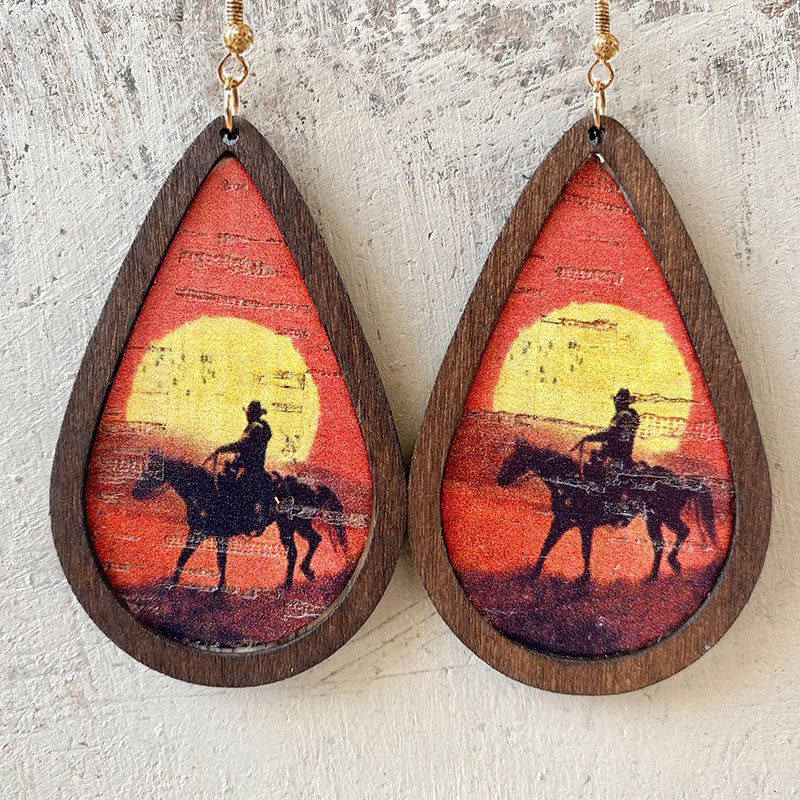 Waterdrop Wood Frame Earrings
