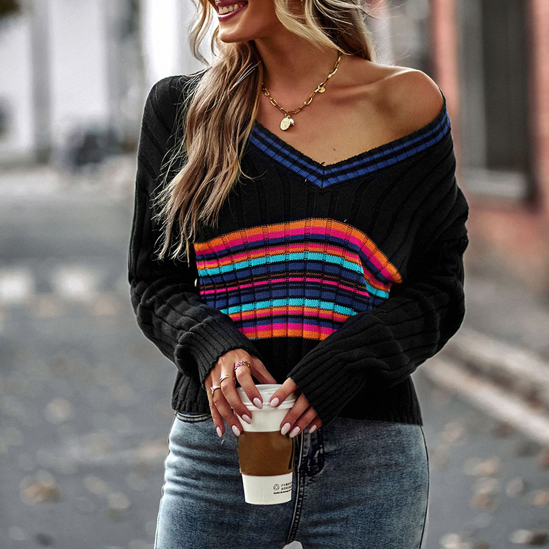 V-neck Paneled Sweater
