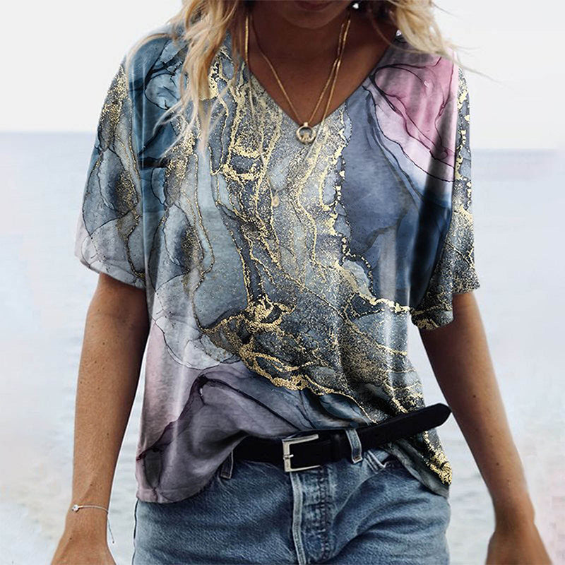 Marbled V-neck T-shirt