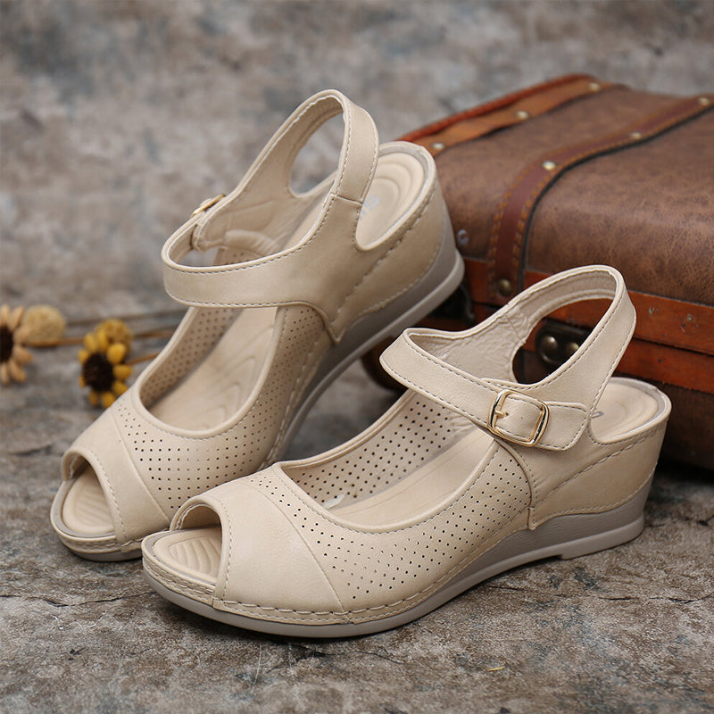 Women Casual Open Peep Toe Wedge Sandals