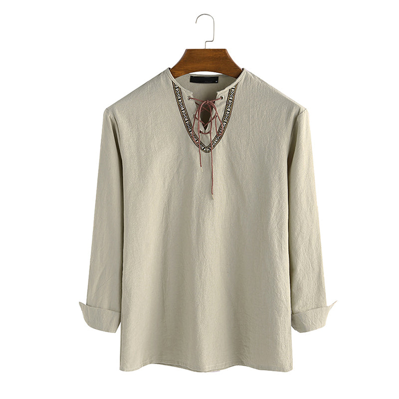 Drawstring V-Neck Shirt