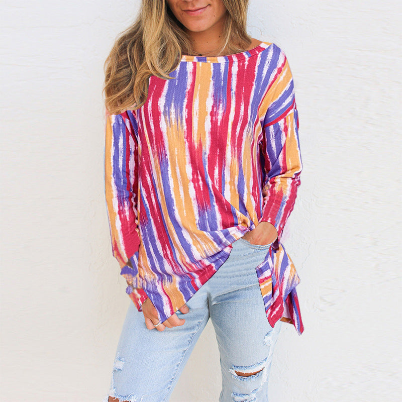 Loose Striped Long-sleeved T-shirt