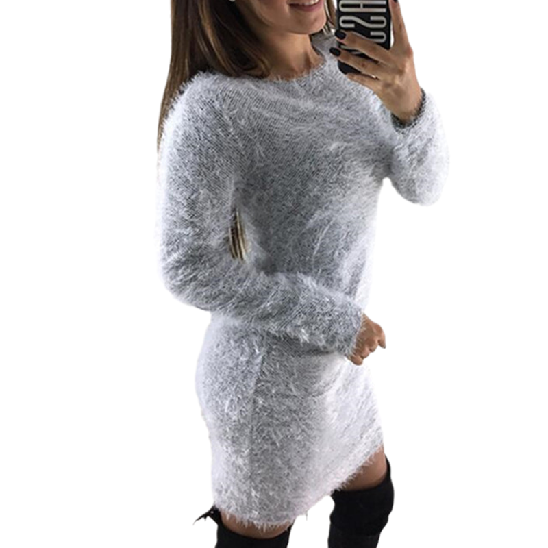 Round Neck Plush Dress