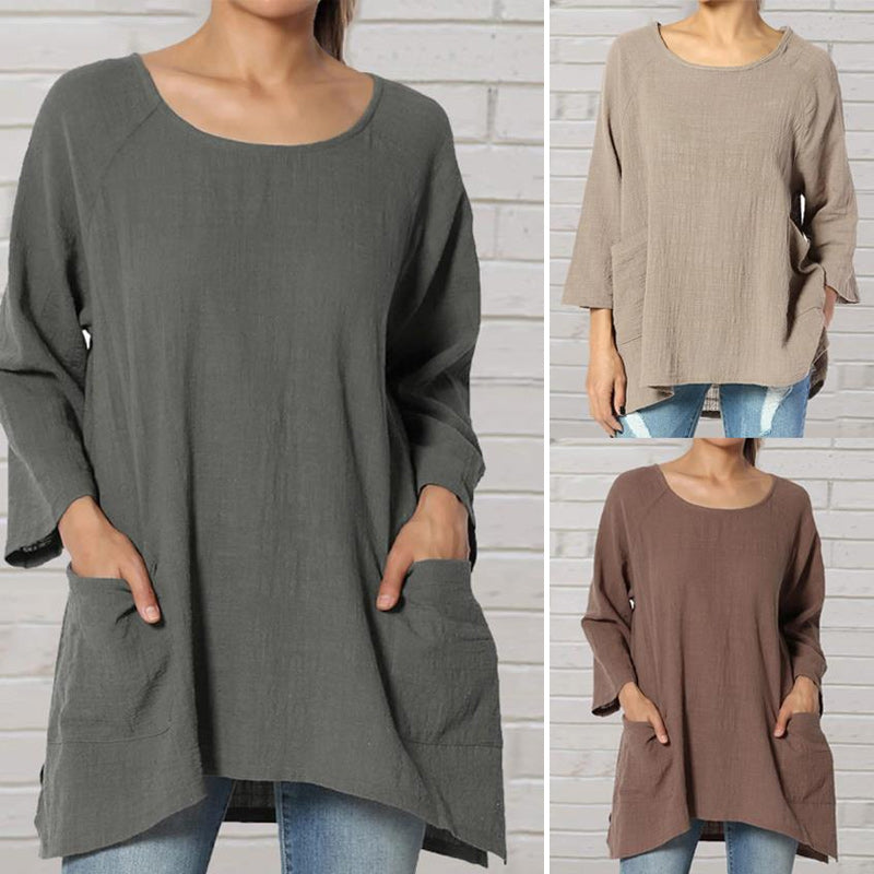 Women's Casual Loose Linen Blouse Tops