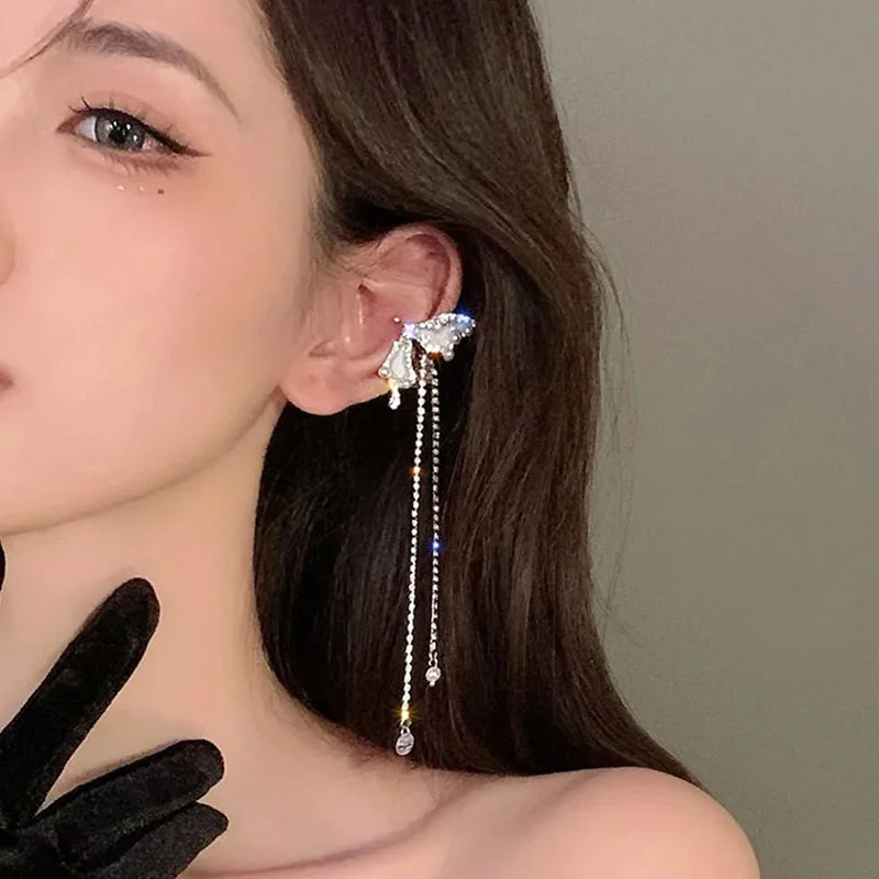 Elf Butterfly Diamond Tassel Earrings