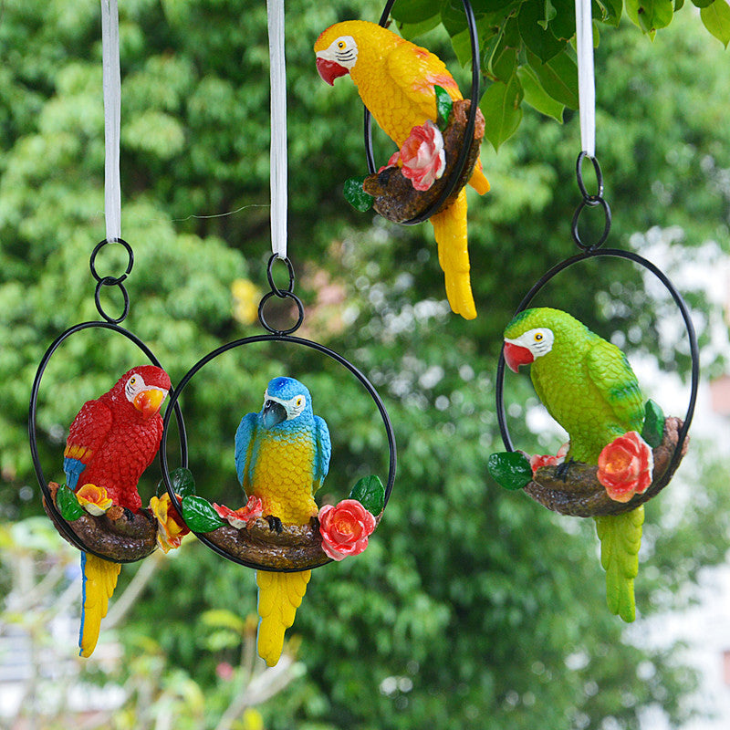 Iron Ring Parrot Pendant Garden Decoration