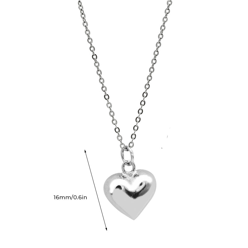 Simple Three-dimensional Heart Necklace
