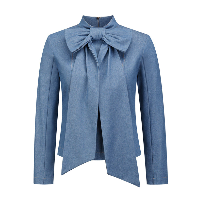 Bow Cropped Denim Jacket