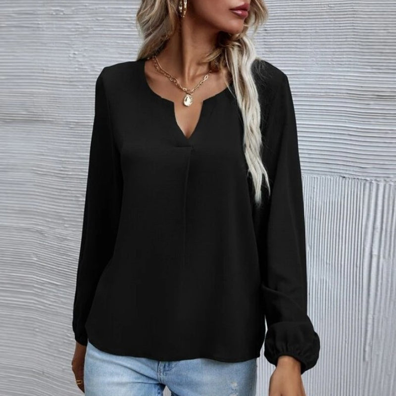 Solid Color Long Sleeve Chiffon Shirt