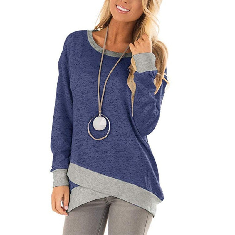 Round Neck Irregular Large Size Long Sleeve Top