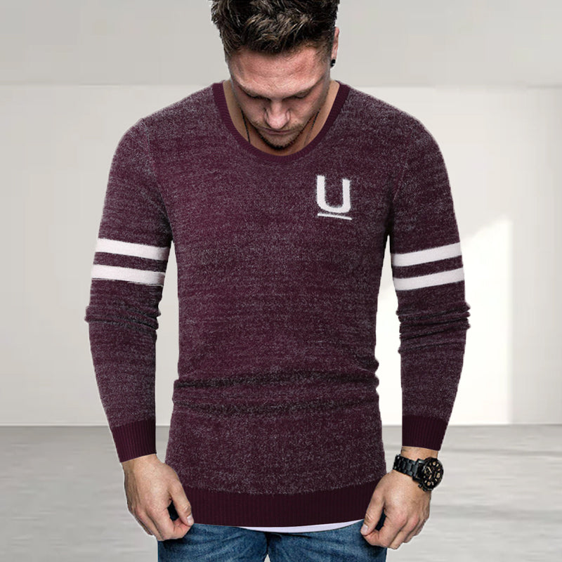 Men's Striped Letter Sweater