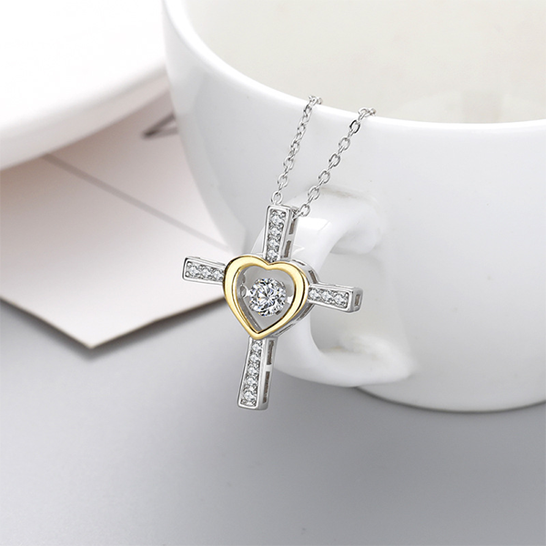 To My Soulmate Cross and Heart Necklace