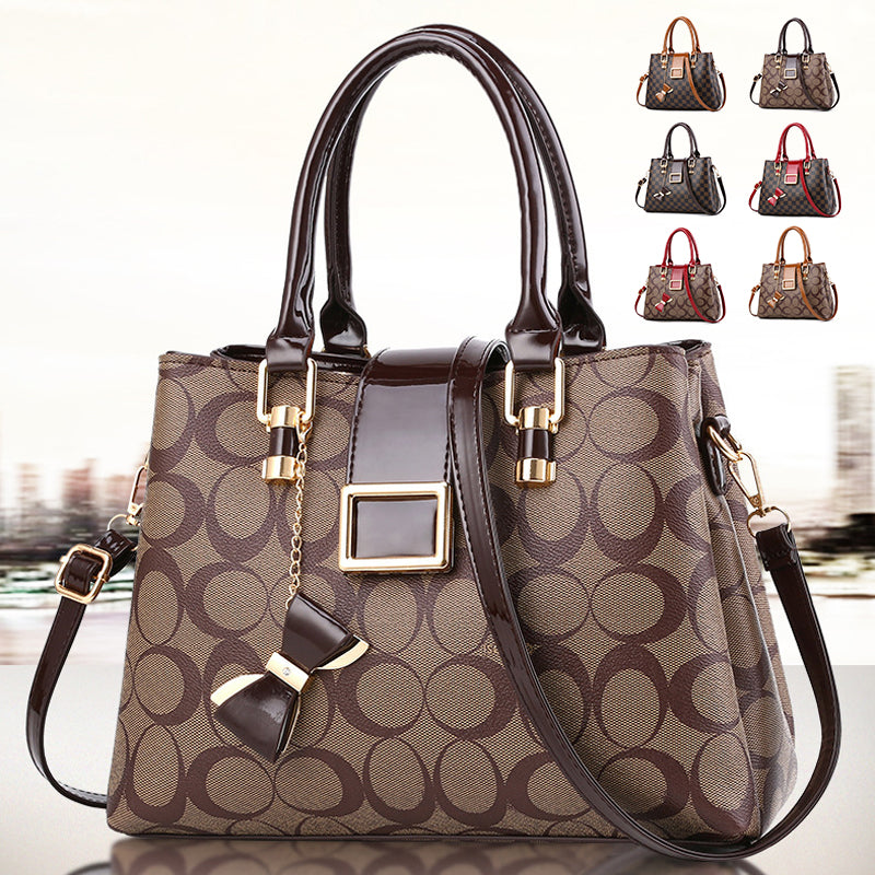 Printed Bow Leather Bag