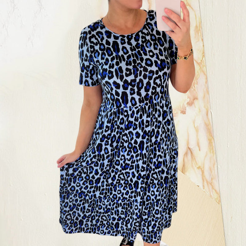 Leopard Print Tiered Midi Dress