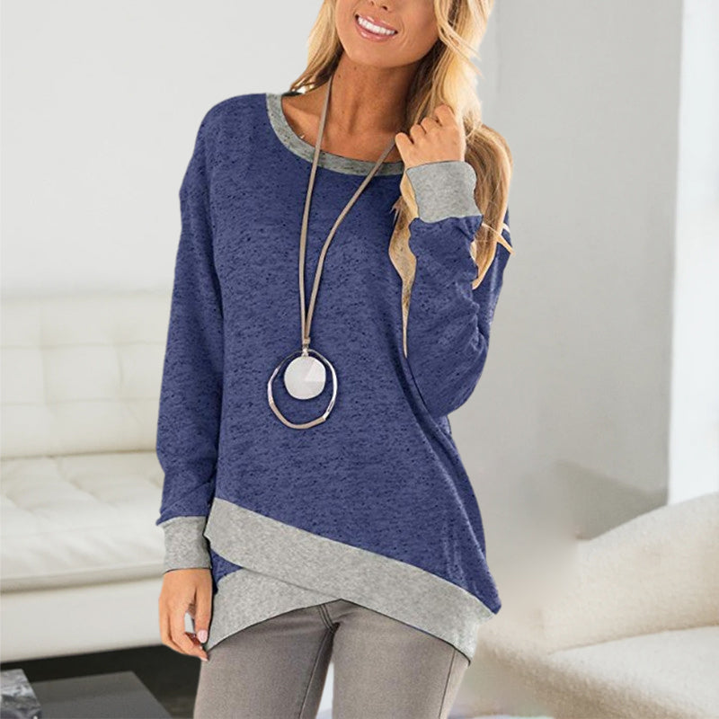 Round Neck Irregular Large Size Long Sleeve Top