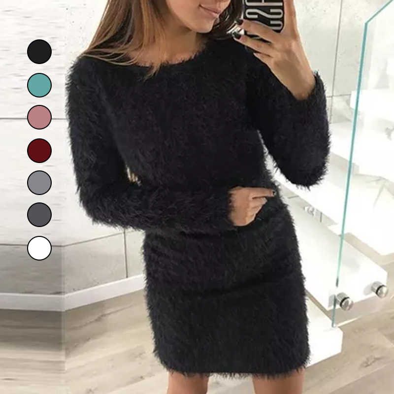 Round Neck Plush Dress