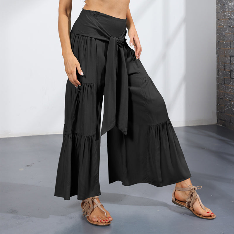 Lace-up Casual Wide-leg Pants