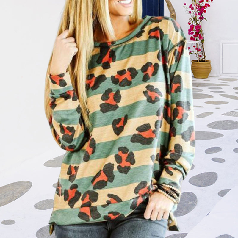 Paneled Striped Print T-shirt