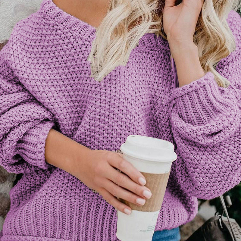 Knit V-Neck Loose Sweater