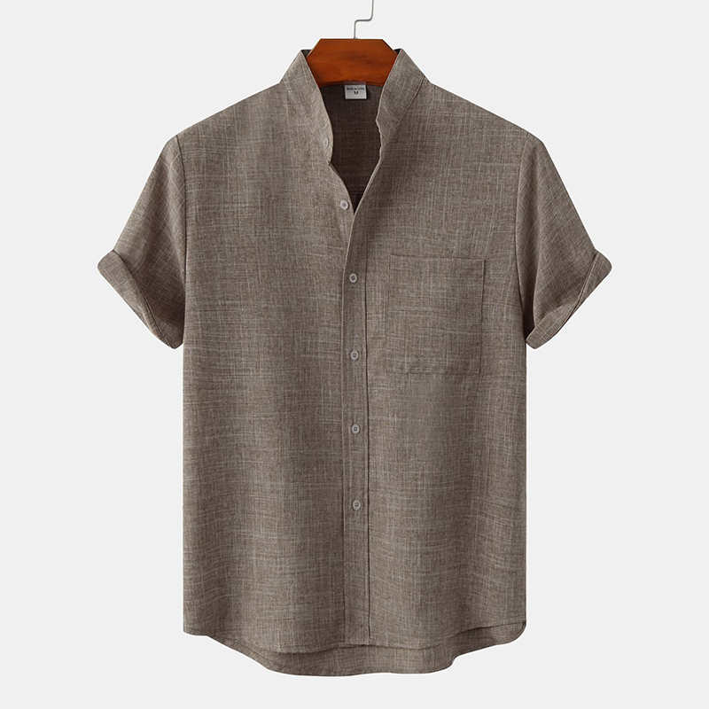 Stand Collar Solid Color Shirt