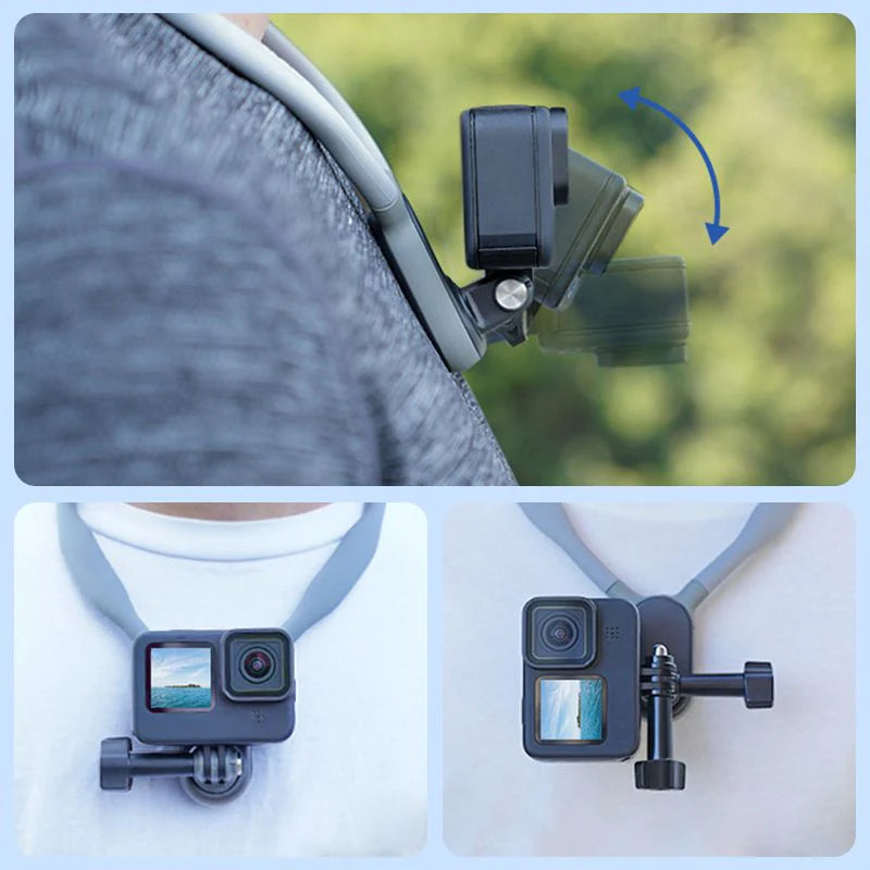 U-shaped neck mount for sports cameras