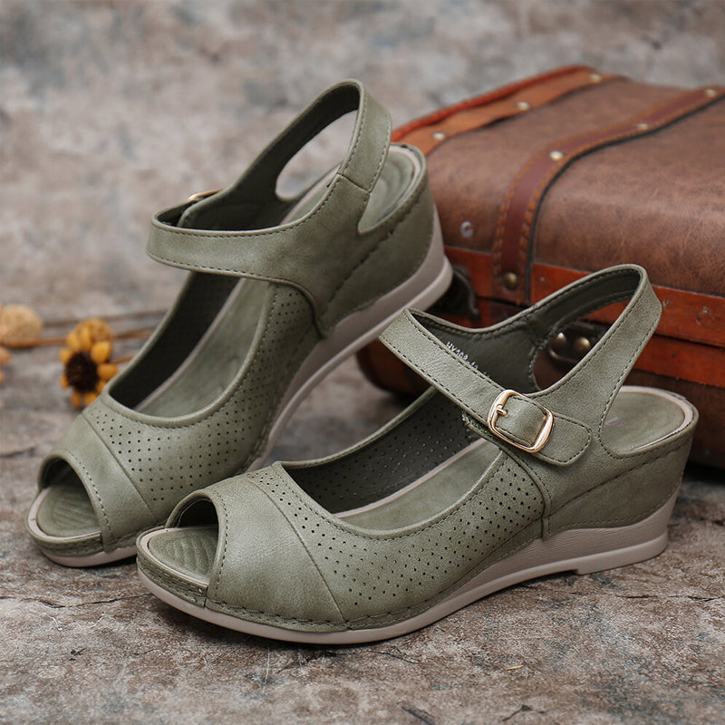 Women Casual Open Peep Toe Wedge Sandals