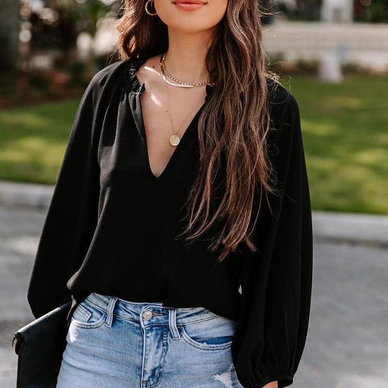 Casual V-Neck Long Sleeve T-Shirt