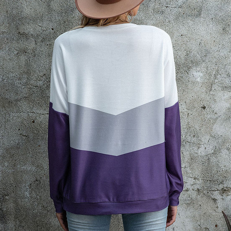 Panel Print Tricolor Long Sleeve T-Shirt