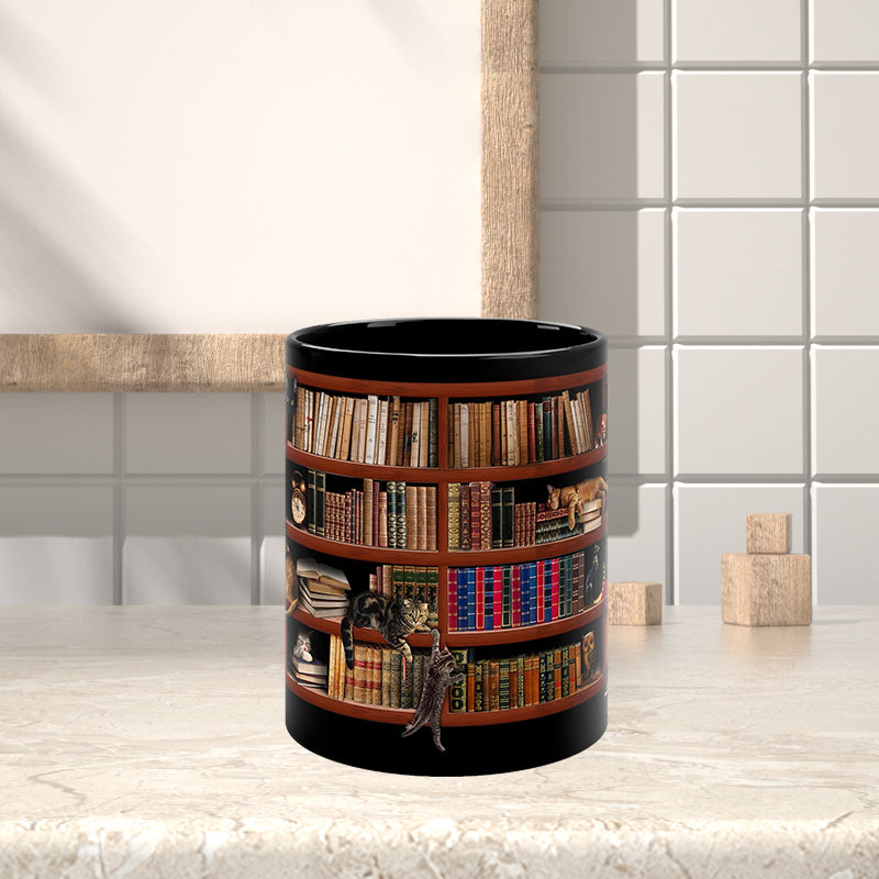 Bookshelf Mug with Cat