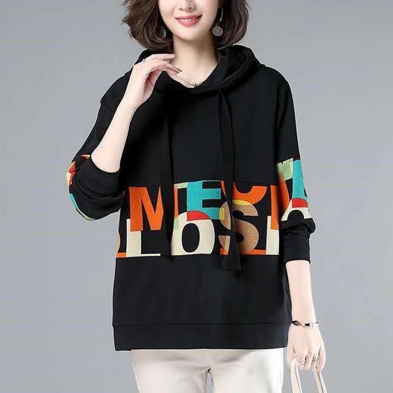 Printed Hooded Long Sleeve Sweatshirt