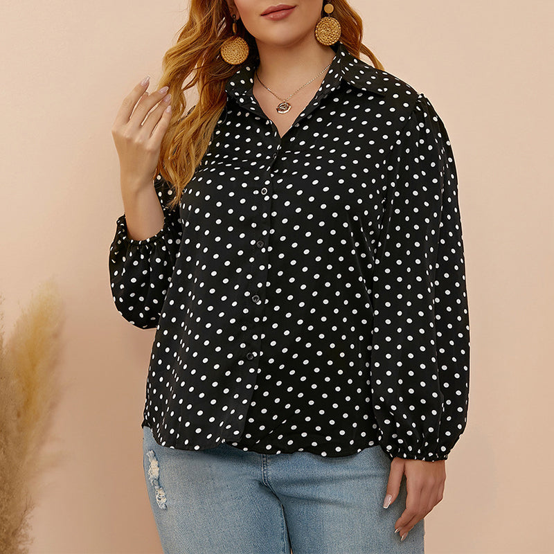Balloon Sleeve Polka Dot Shirt
