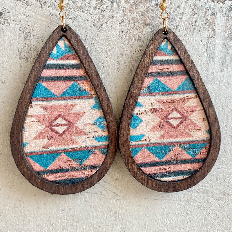 Waterdrop Wood Frame Earrings