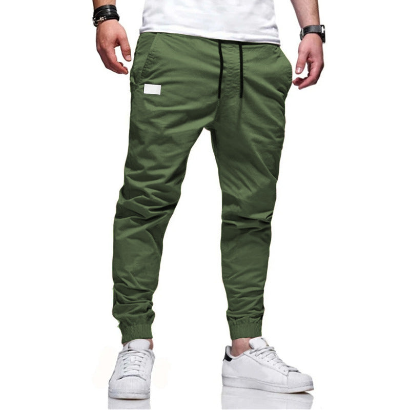 Solid Color Drawstring Casual Pants