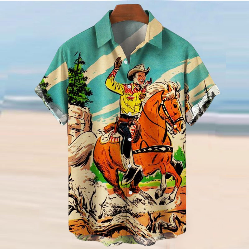 Men's Retro Print Shirt