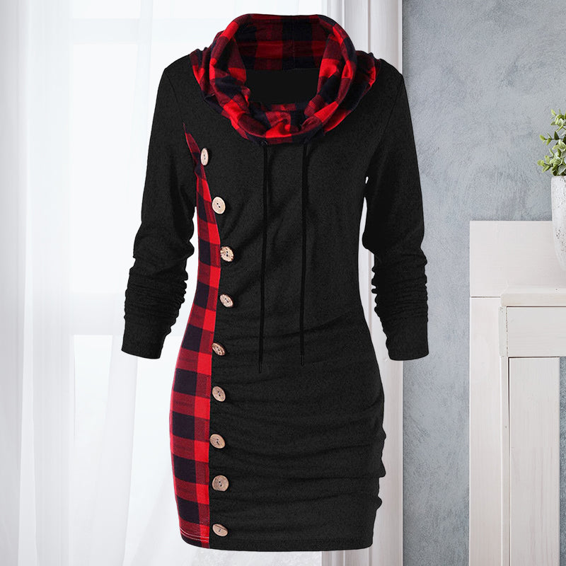 Check Button Sweater Dress