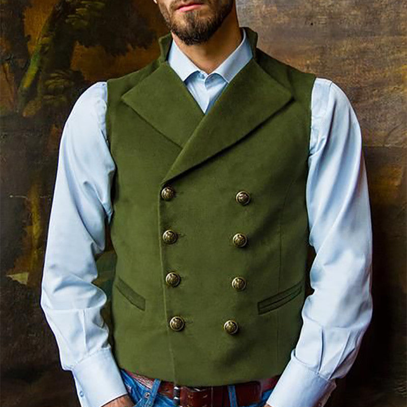 Solid Double Breasted Vest