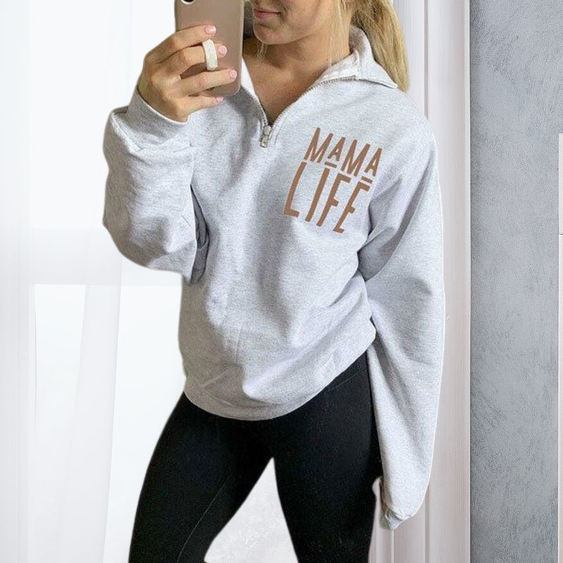 Stylish Letter Print Zip Sweatshirt
