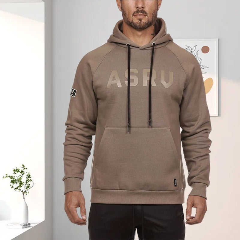 Lettered Print Long-sleeved Hooded Sweatshirt