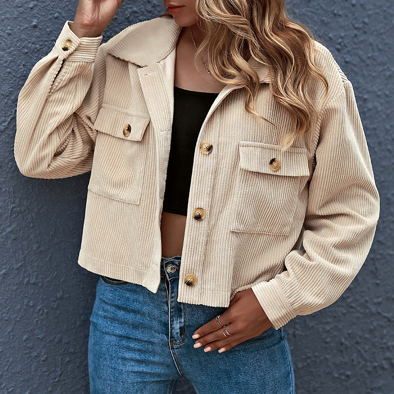 Women's Casual Cropped Corduroy Jackets