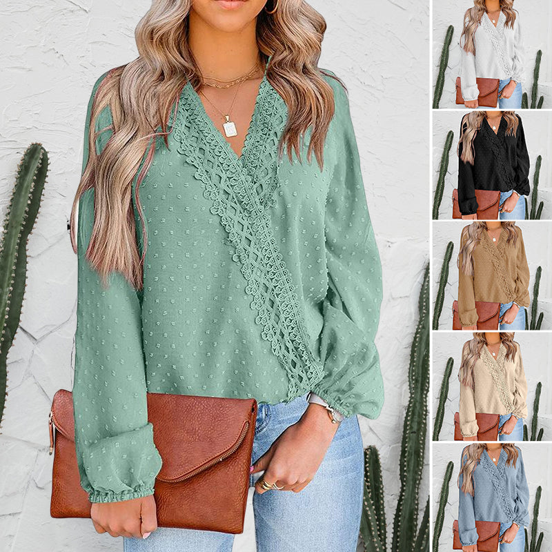 Chiffon Pompom Lace Shirt