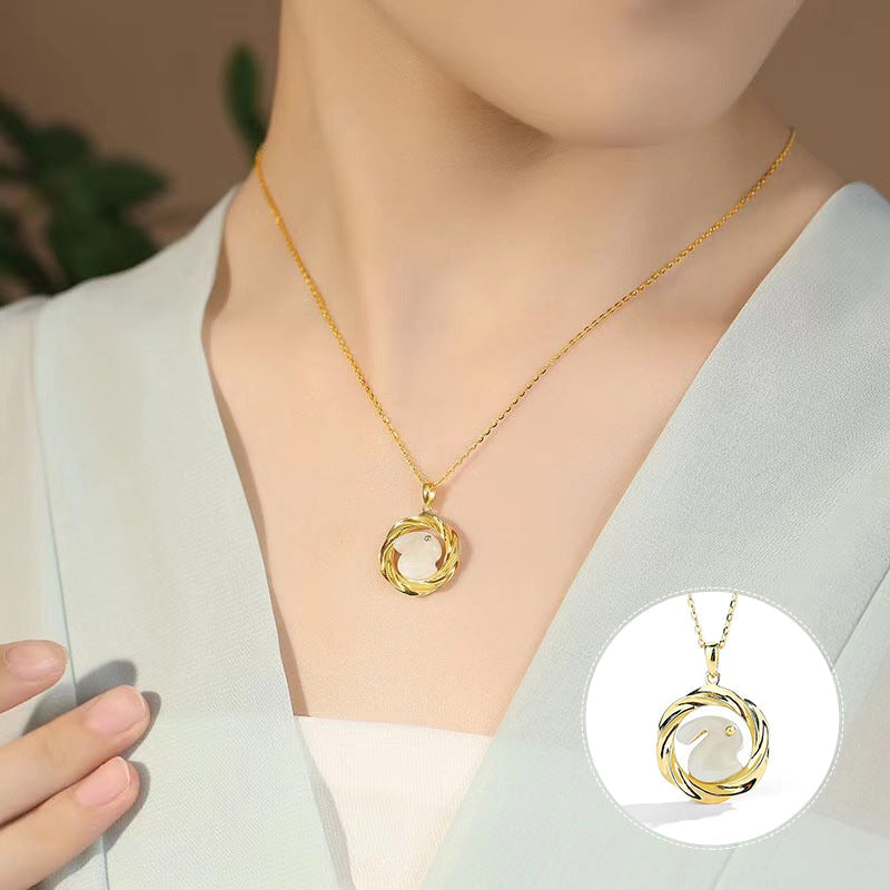 Mobius Jade Rabbit Necklace