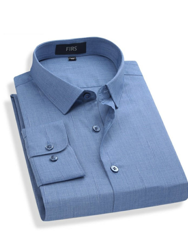 Men's Striped Jacquard Casual Long Sleeve Shirt