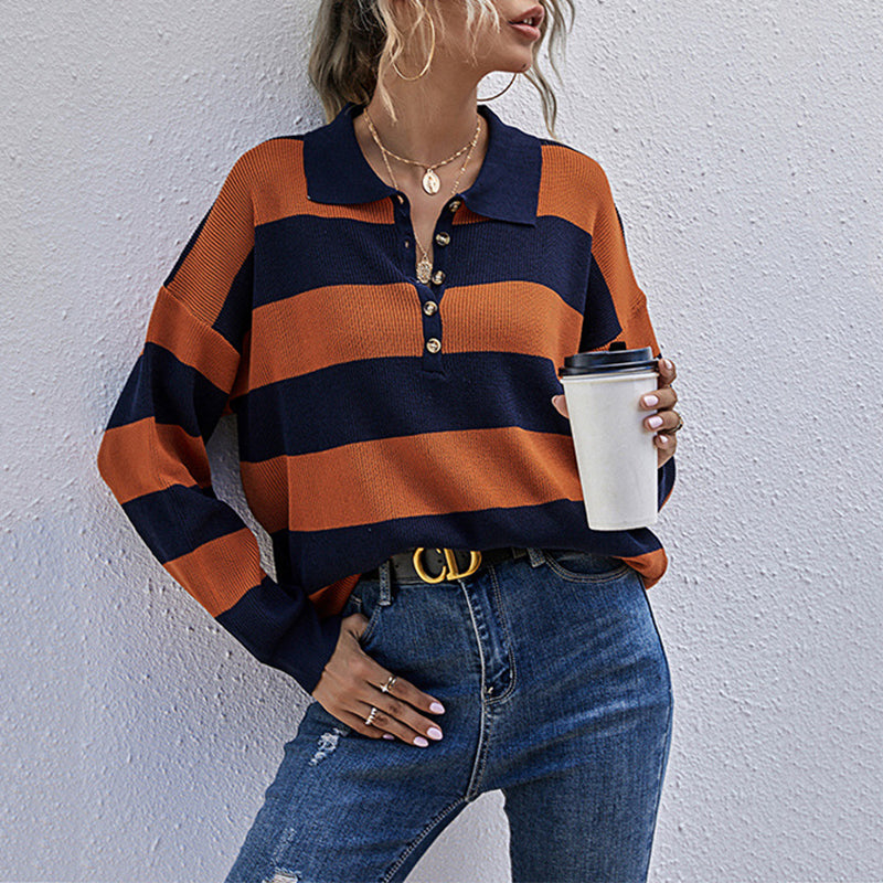 Women's Autumn Vintage Striped Long Sleeve T-Shirt